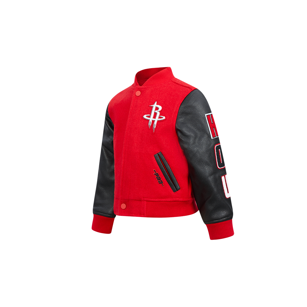 NBA HOUSTON ROCKETS CLASSIC TODDLER BOYS WOOL VARSITY JACKET (RED/BLACK)