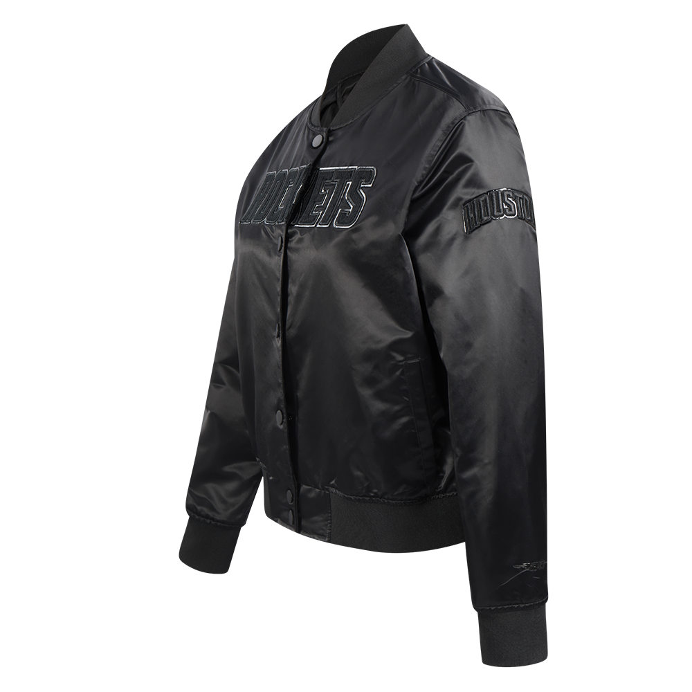 NBA HOUSTON ROCKETS TRIPLE BLACK WOMEN'S SATIN JACKET (TRIPLE BLACK)