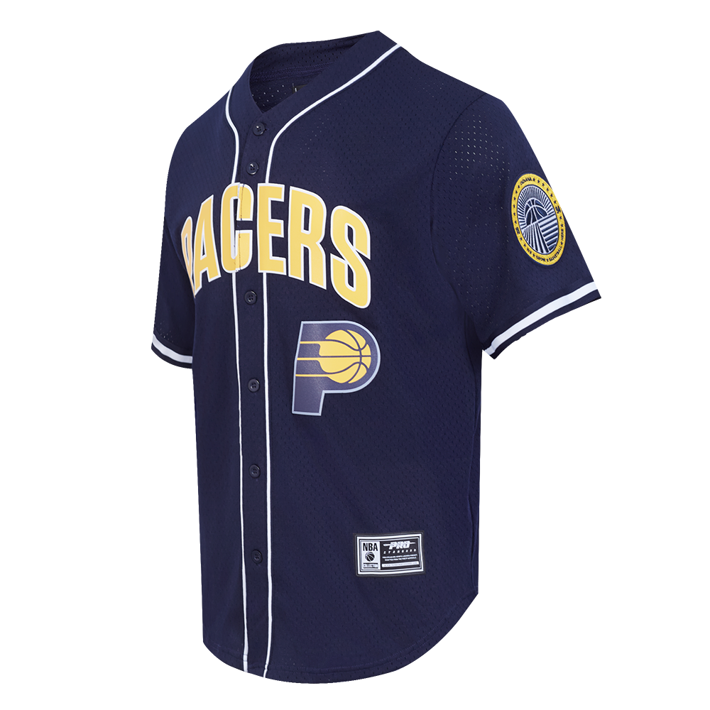 NBA INDIANA PACERS CLASSIC MESH MEN'S BUTTON DOWN SHIRT (MIDNIGHT NAVY)