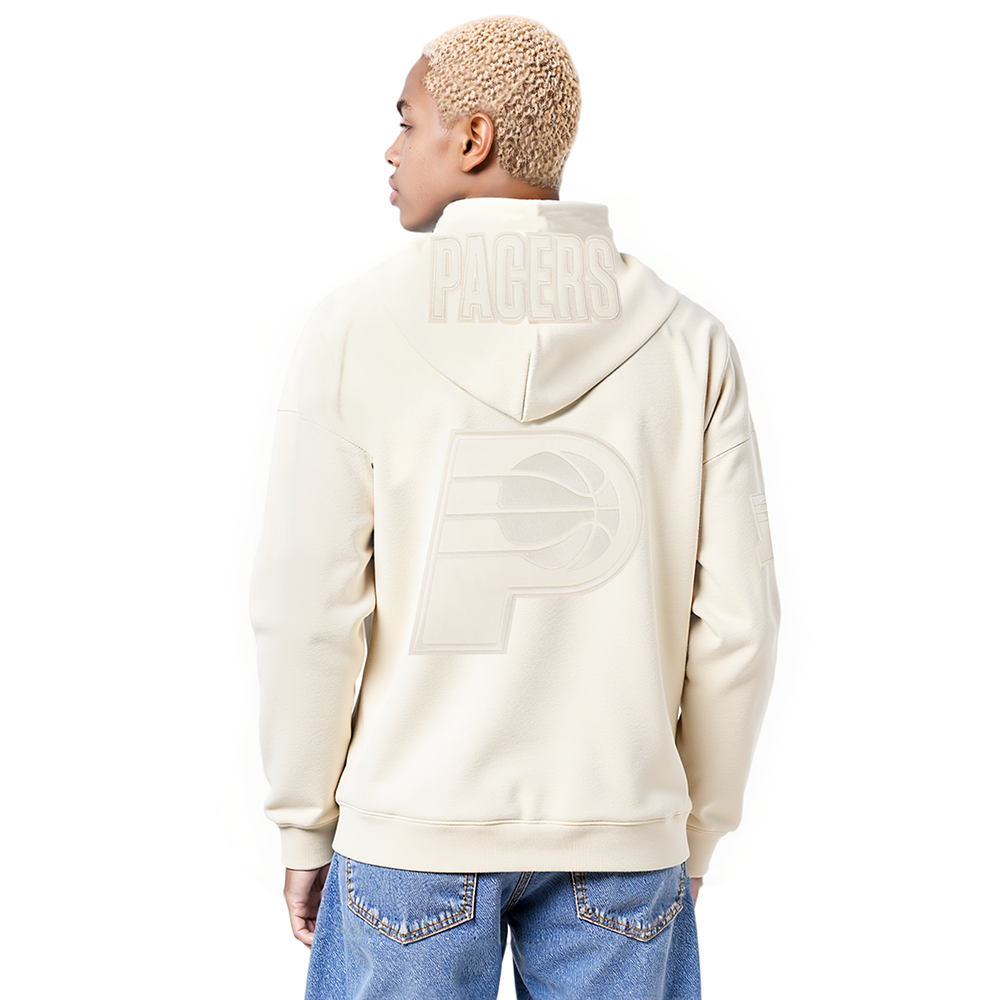 NBA INDIANA PACERS TYRESE HALIBURTON #0 NEUTRAL PNN MEN'S DROP SHOULDER FLC PO HOODIE (EGGSHELL)