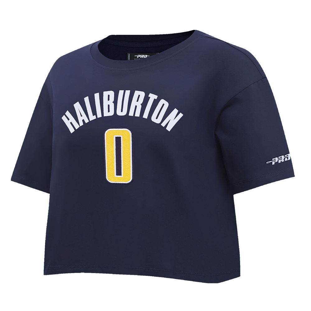 NBA INDIANA PACERS TYRESE HALIBURTON #0 CLASSIC PNN WOMEN'S SJ BOXY TE (MIDNIGHT NAVY)
