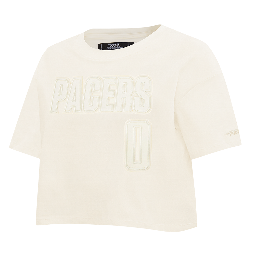 NBA INDIANA PACERS TYRESE HALIBURTON #0 NEUTRAL PNN WOMEN'S SJ BOXY TEE (EGGSHELL)