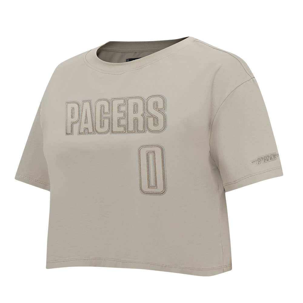 NBA INDIANA PACERS TYRESE HALIBURTON #0 NEUTRAL PNN WOMEN'S SJ BOXY TEE (TAUPE)