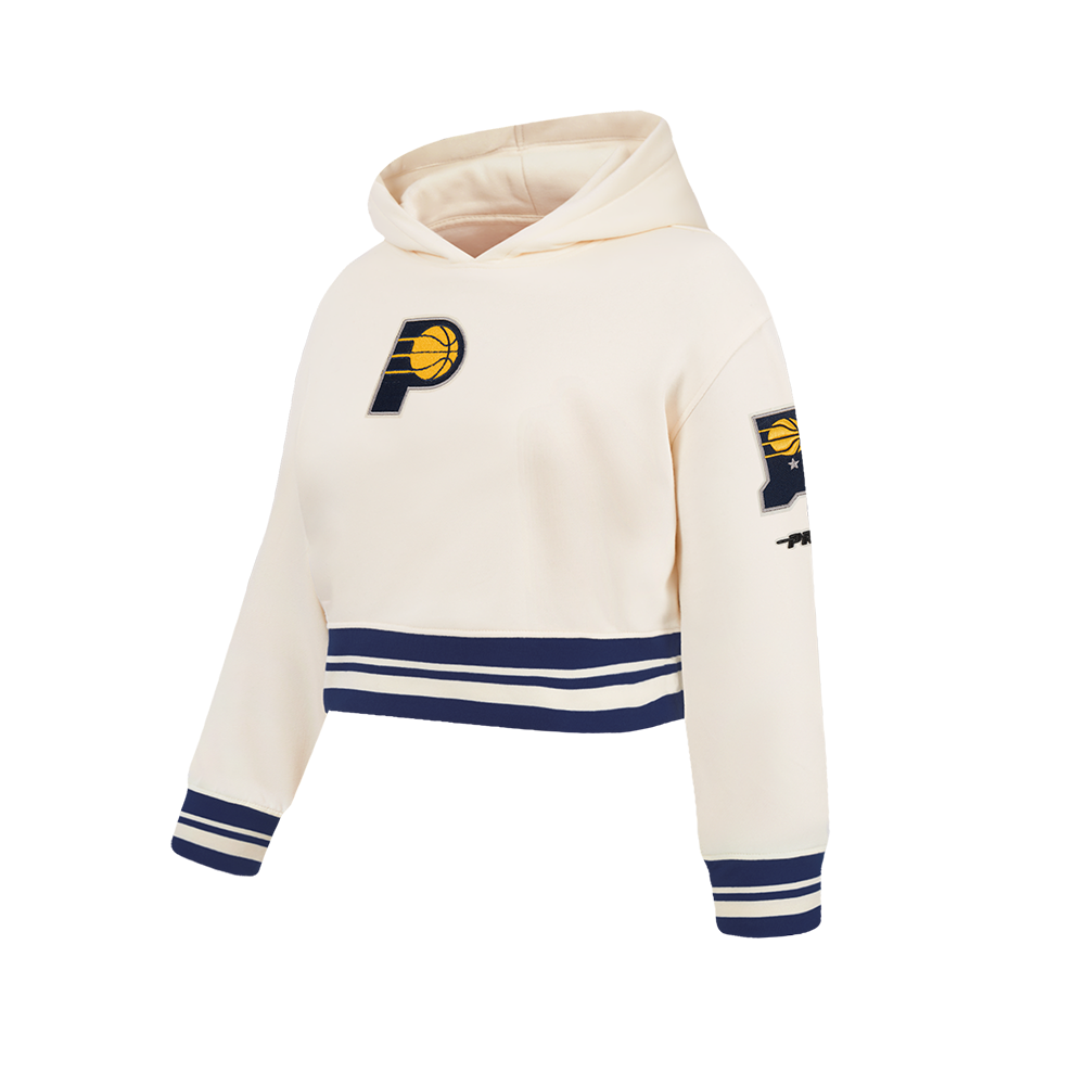 INDIANA PACERS RETRO CLASSIC BIG GIRL'S RIB FLC PO HOODIE (EGGSHELL/ MIDNIGHT NAVY)