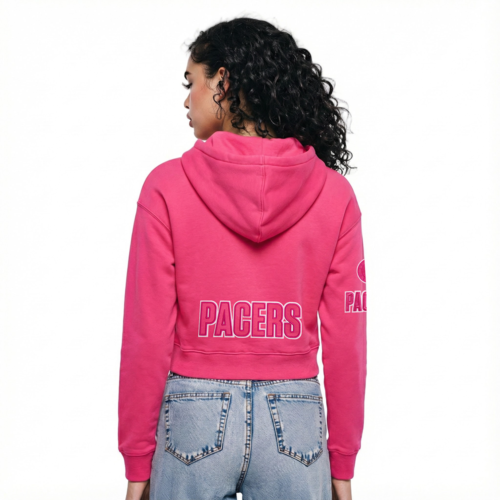 NBA INDIANA PACERS TRIPLE PINK WOMEN'S FLC CROPPED PO HOODIE (BEETROOT PURPLE)
