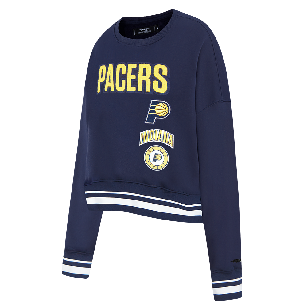 NBA INDIANA PACERS RETRO CLASSIC WOMEN'S RIB FLC CREWNECK (MIDNIGHT NAVY)