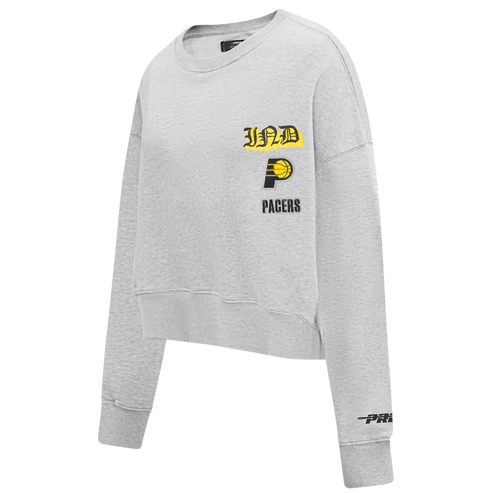 NBA INDIANA PACERS OLD ENGLISH WOMEN'S FLC CREWNECK (HEATHER GREY)