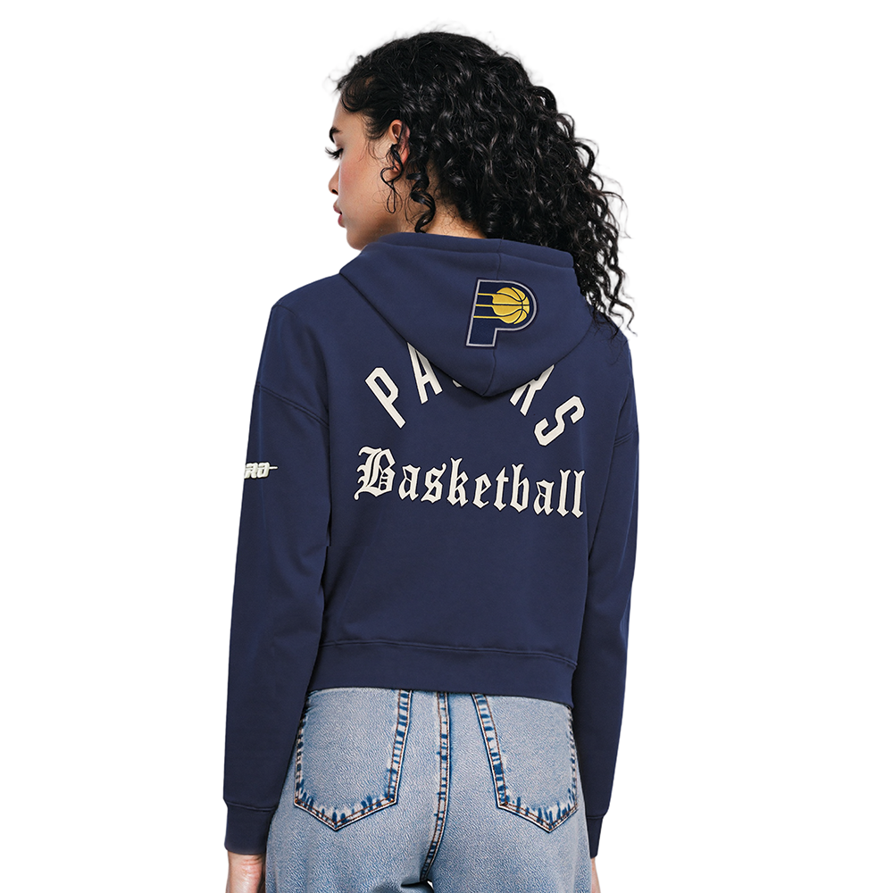 INDIANA PACERS MODERN ORIGINALS WOMEN'S FLC CROPPED PO HOODIE (MIDNIGHT NAVY)