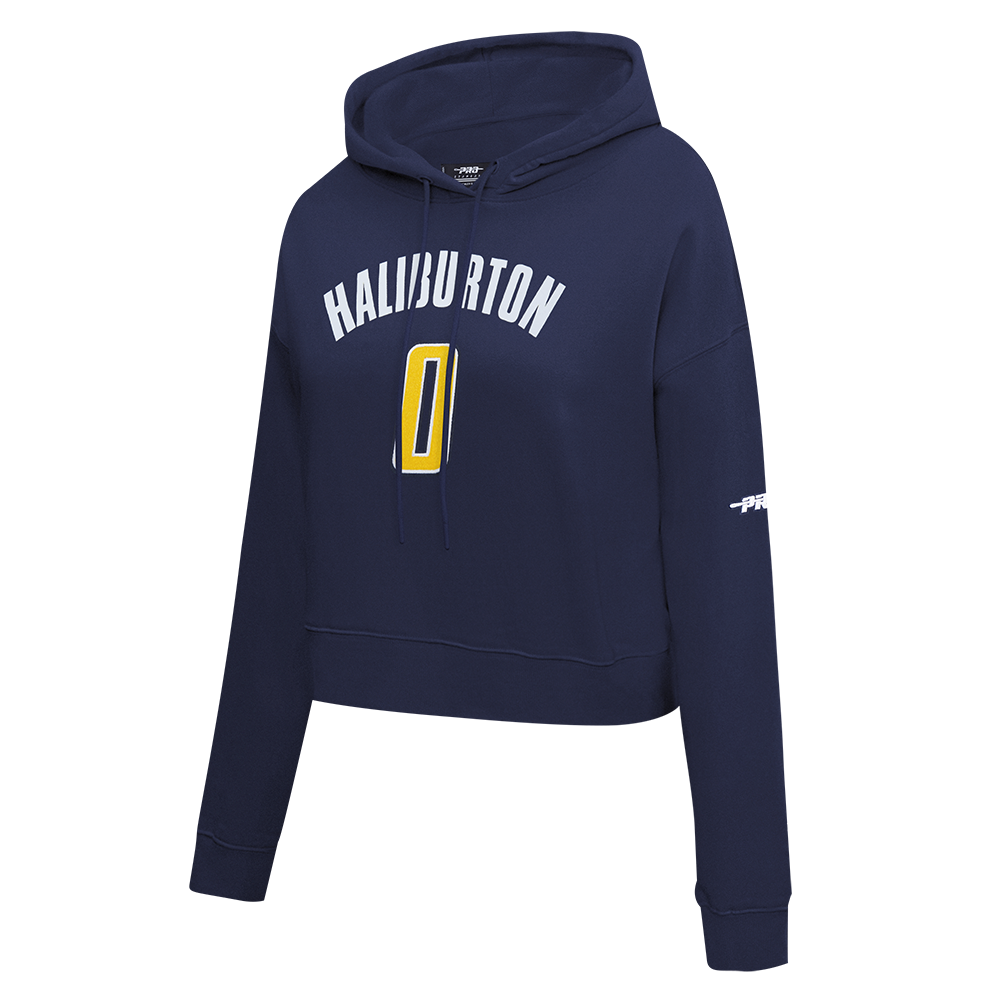 NBA INDIANA PACERS TYRESE HALIBURTON #0 CLASSIC PNN WOMEN'S FLC CROPPE (MIDNIGHT NAVY)