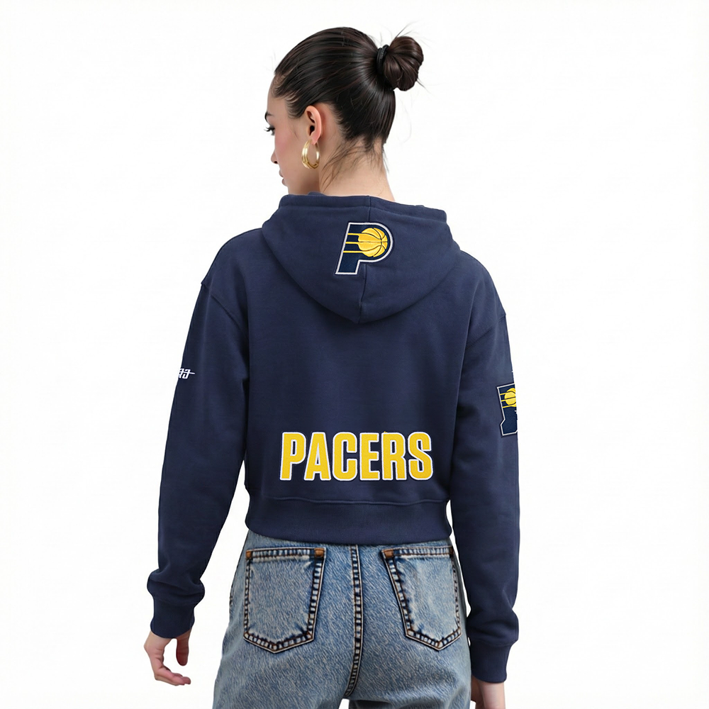NBA INDIANA PACERS TYRESE HALIBURTON #0 CLASSIC PNN WOMEN'S FLC CROPPE (MIDNIGHT NAVY)