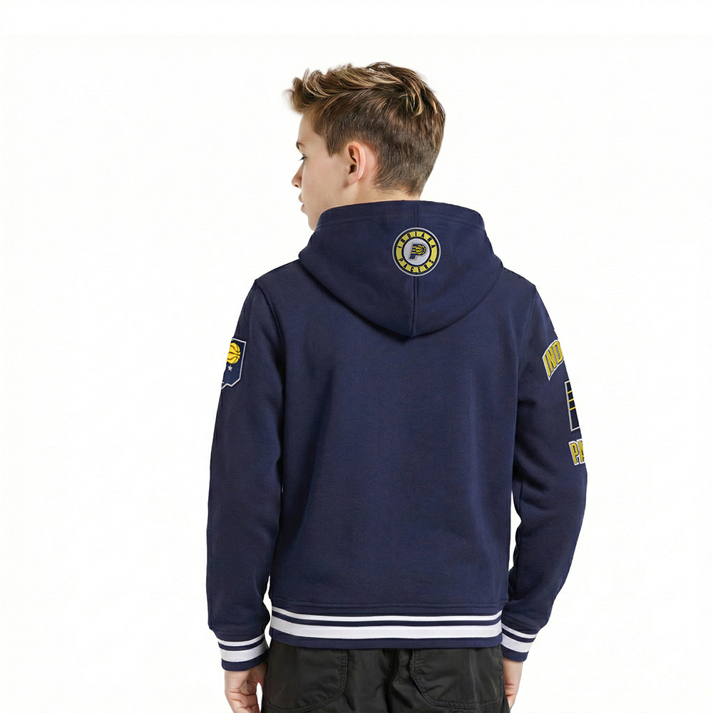 NBA INDIANA PACERS RETRO CLASSIC LITTLE BOYS RIB FLEECE PULLOVER HOODIE (MIDNIGHT NAVY)