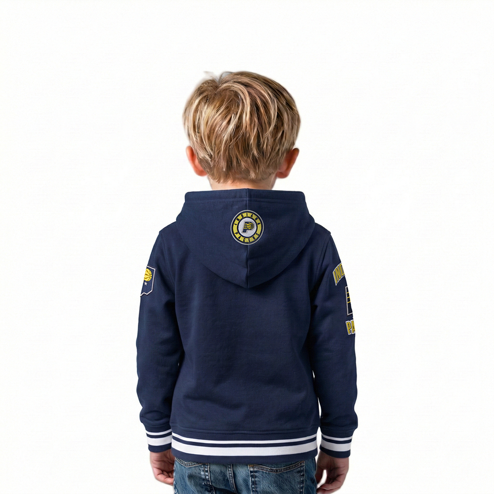 NBA INDIANA PACERS RETRO CLASSIC TODDLER BOYS RIB FLEECE PULLOVER HOODIE (MIDNIGHT NAVY)