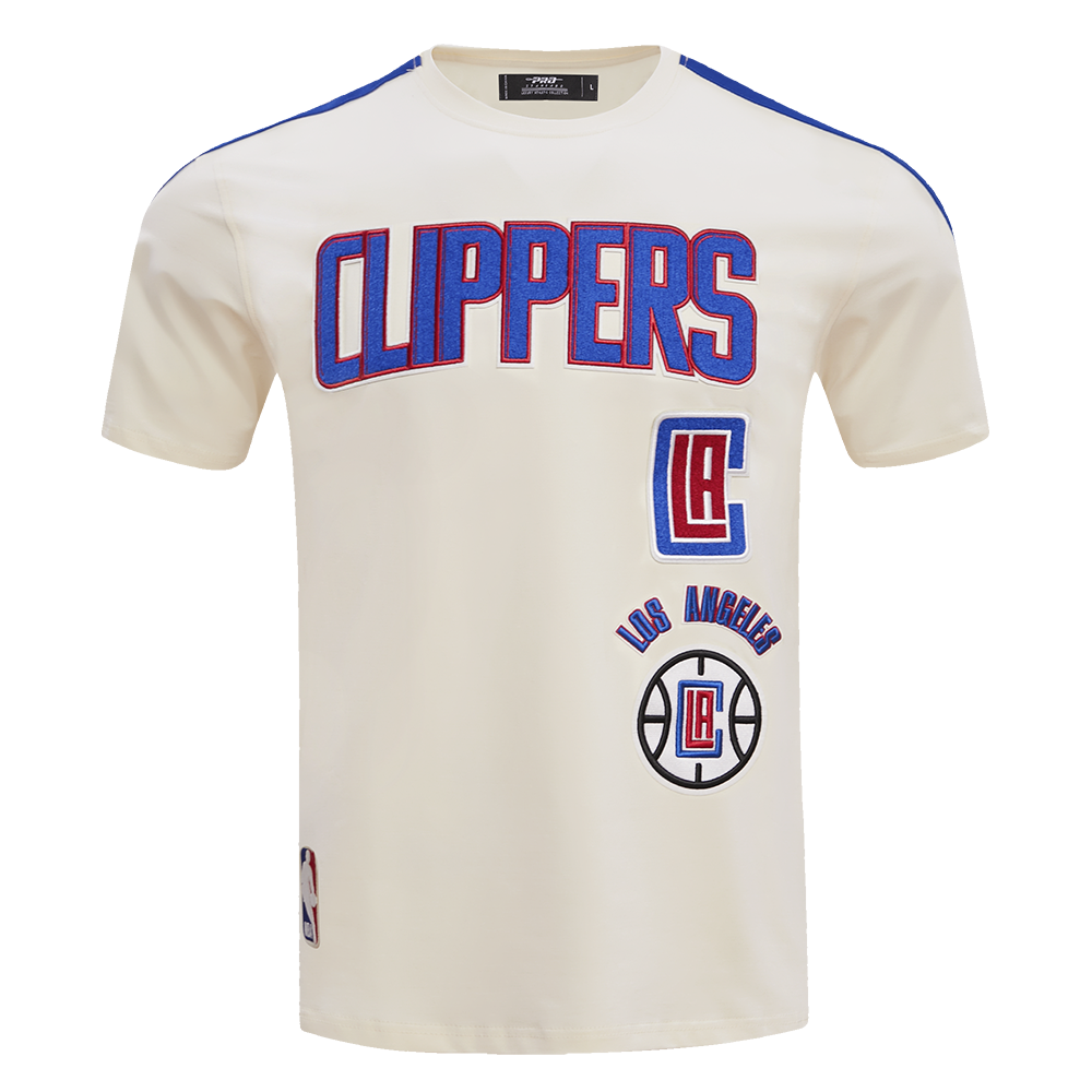 NBA LOS ANGELES CLIPPERS RETRO CLASSIC MEN'S STRIPED TEE (EGGSHELL/ ROYAL BLUE)