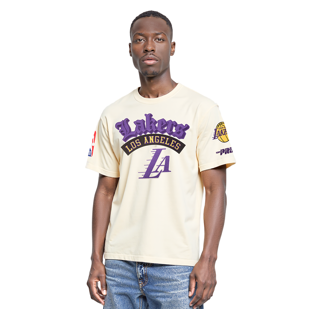 NBA LOS ANGELES LAKERS BEST OF MEN'S DROP SHOULDER TEE (EGGSHELL)
