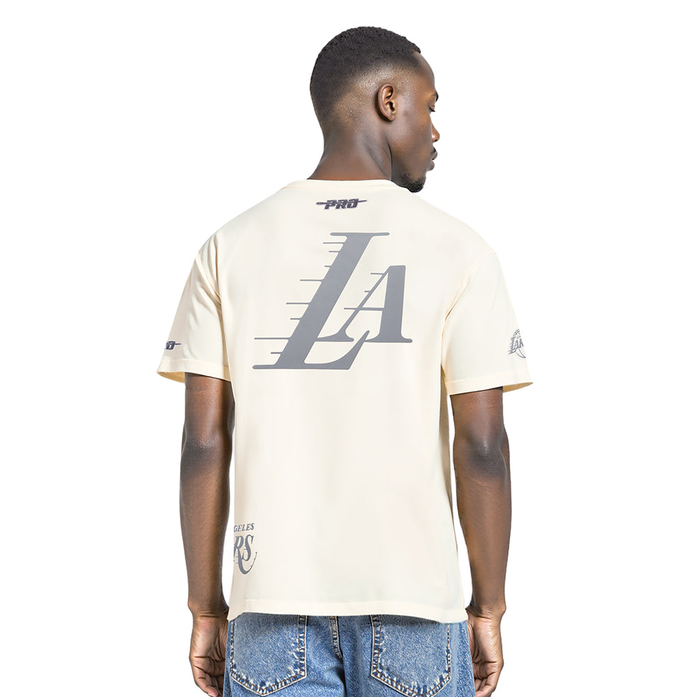 NBA LOS ANGELES LAKERS STREET TEAM MEN'S CJ DROP SHOULDER TEE (EGGSHELL)