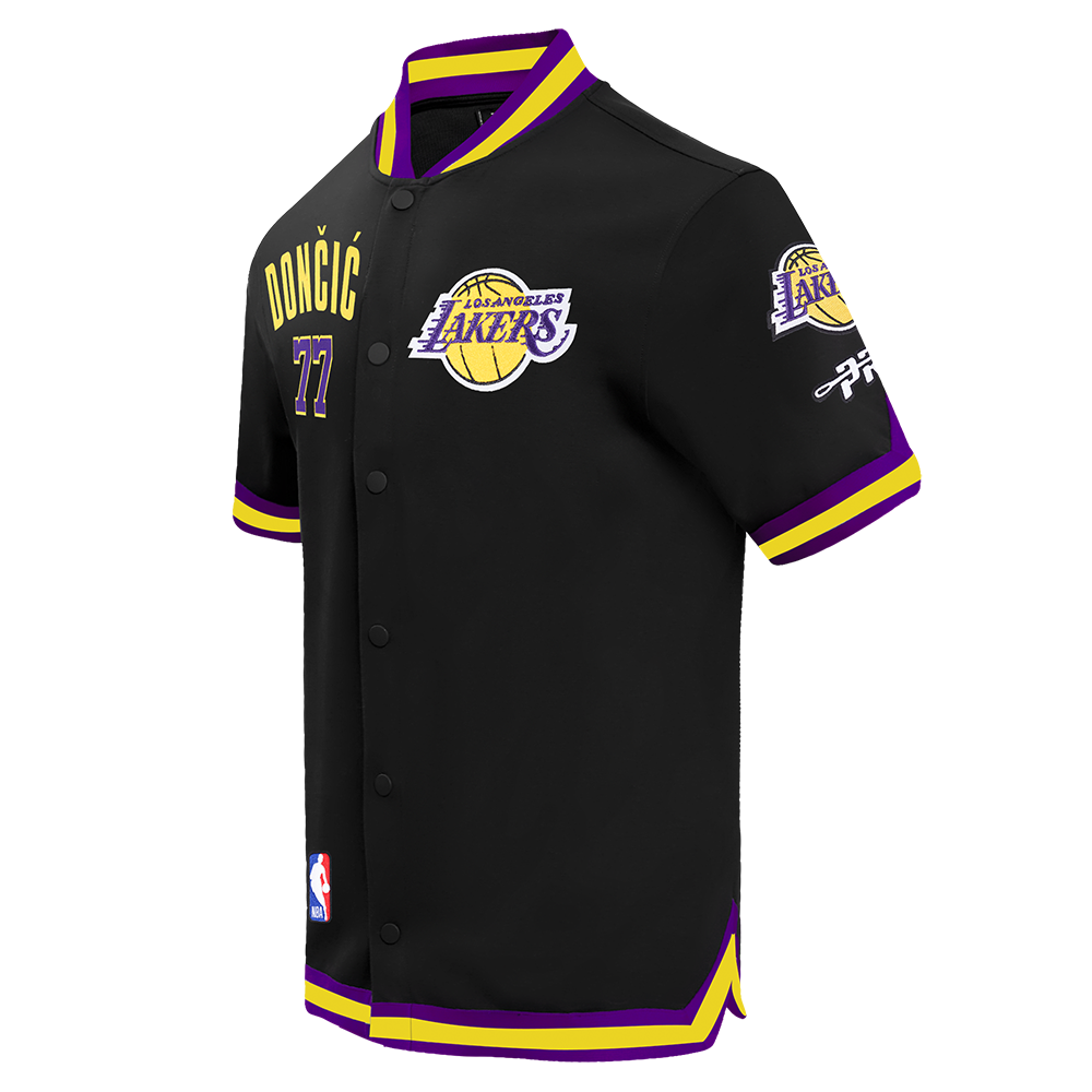 NBA LOS ANGELES LAKERS LUKA DONCIC #77 CLASSIC PNN MEN'S DOUBLE KNIT JACKET (BLACK/PURPLE)