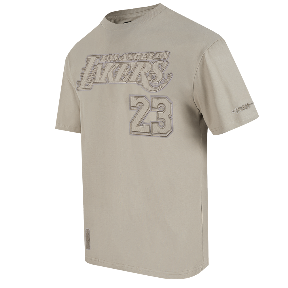 NBA LOS ANGELES LAKERS LEBRON JAMES #23 NEUTRAL PNN MEN'S CJ DROP SHOULDER TEE (TAUPE)