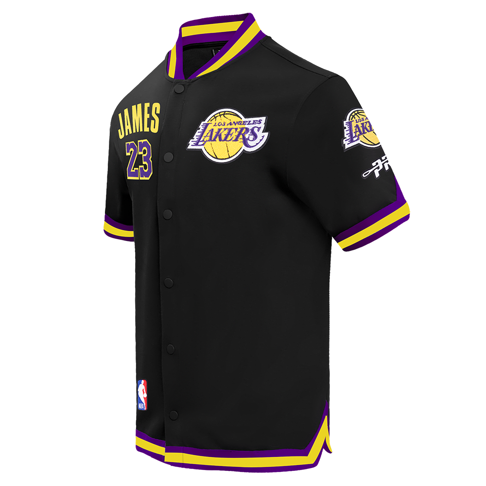 NBA LOS ANGELES LAKERS LEBRON JAMES #23 CLASSIC PNN MEN'S DOUBLE KNIT JACKET (BLACK/PURPLE)