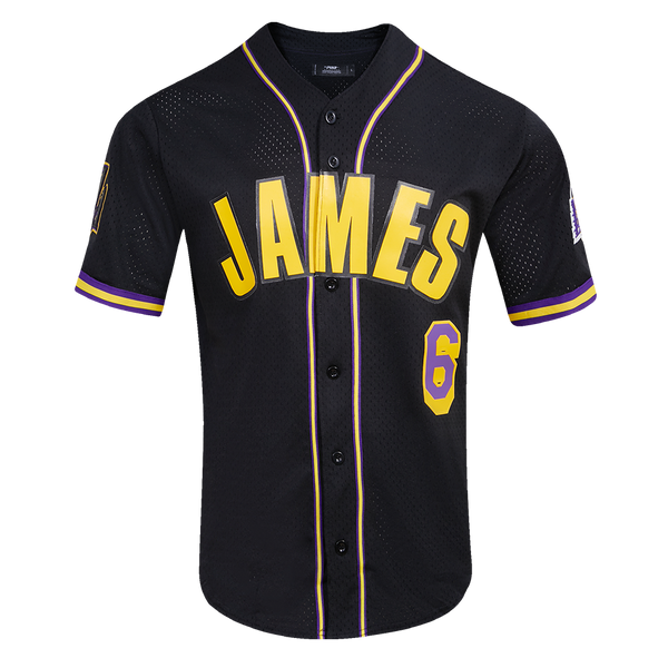 NBA LOS ANGELES LAKERS LEBRON JAMES 6 MEN S MESH BUTTON UP JERSEY BL Pro Standard