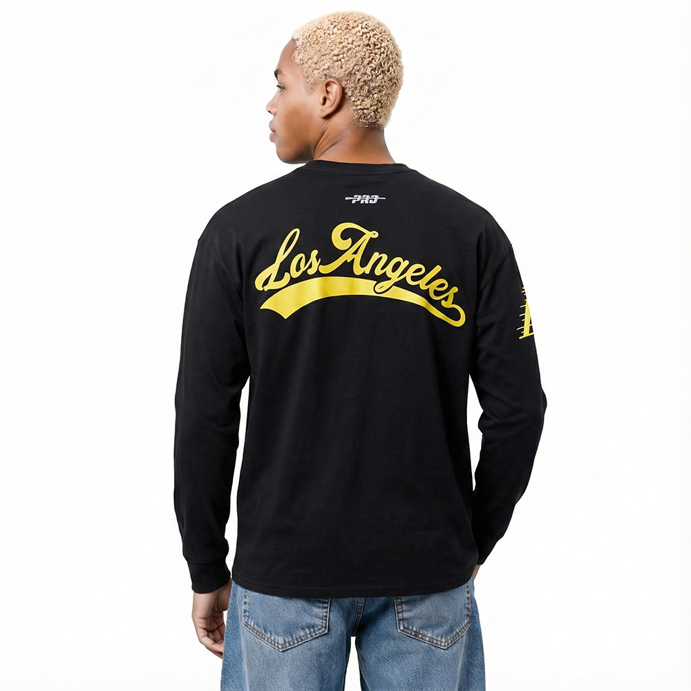 NBA LOS ANGELES LAKERS LIVING LARGE MEN'S DROP SHOULDER LS TEE (BLACK)
