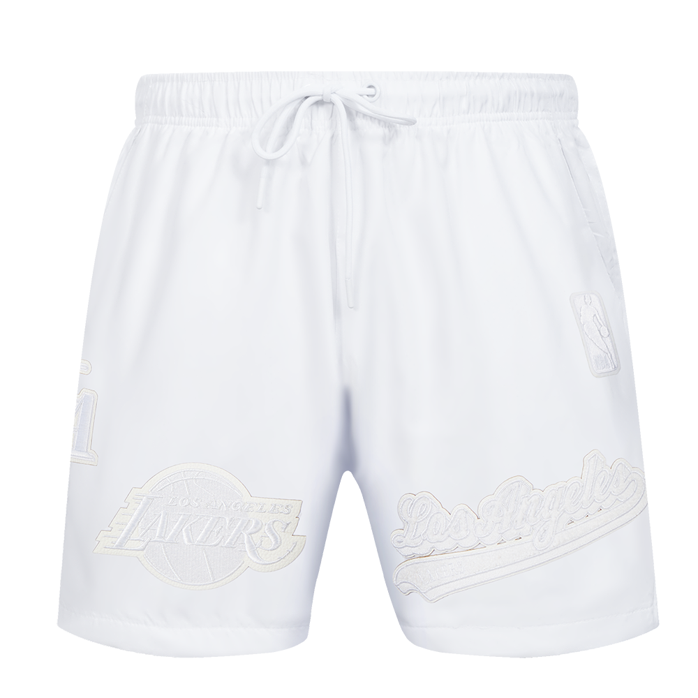NBA LOS ANGELES LAKERS WHITE OUT MEN'S WOVEN SHORT (WHITE)