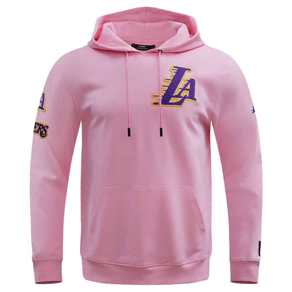 NBA LOS ANGELES LAKERS CLASSIC CHENILLE MEN S PO HOODIE PINK Pro Standard