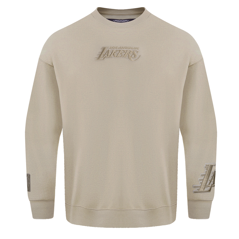 NBA LOS ANGELES LAKERS WINGSPAN MEN'S DROP SHOULDER FLEECE CREWNECK (TAUPE)