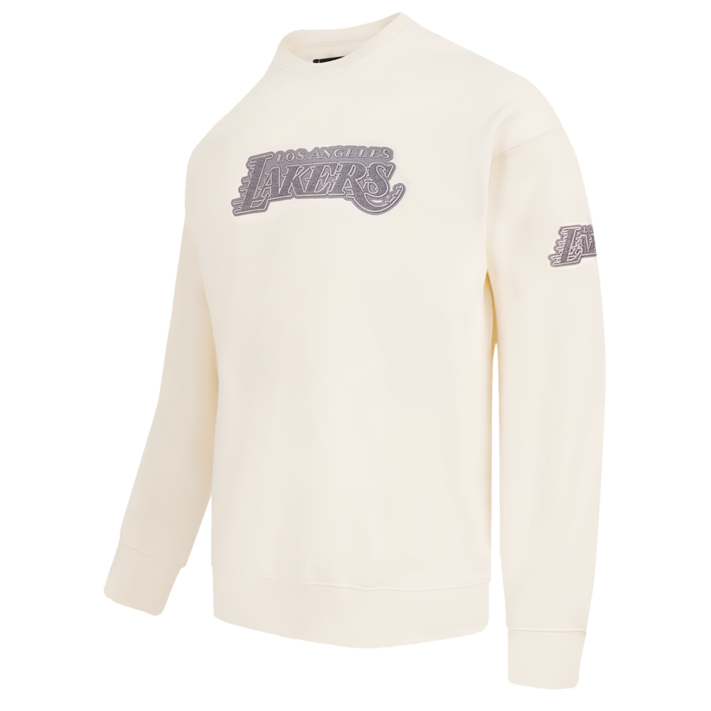 NBA LOS ANGELES LAKERS REVERSE FRENCH TERRY MEN'S DROP SHOULDER FLC CREWNECK (EGGSHELL)