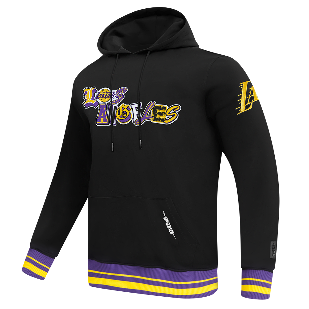 NBA LOS ANGELES LAKERS CITY RANSOM MEN'S RIB FLC PO HOODIE (BLACK/PURPLE)