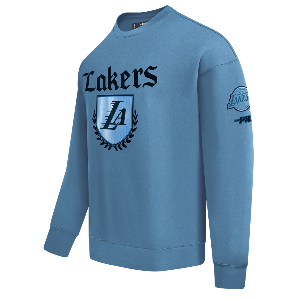 NBA LOS ANGELES LAKERS COUNTRY CLUB MEN'S DROP SHOULDER FLEECE CREWNECK (STEEL BLUE)