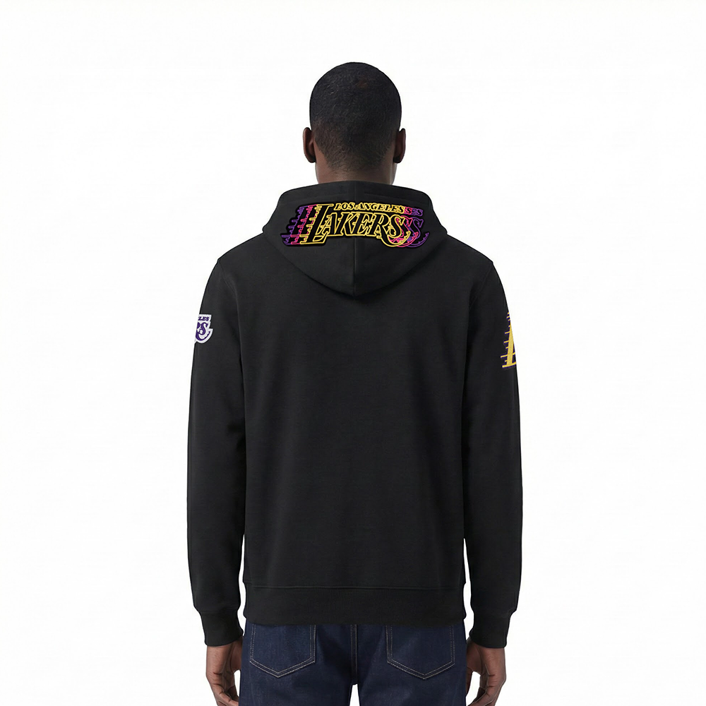 NBA LOS ANGELES LAKERS ECHO LOGO MEN'S FLEECE PULLOVER HOODIE (BLACK)