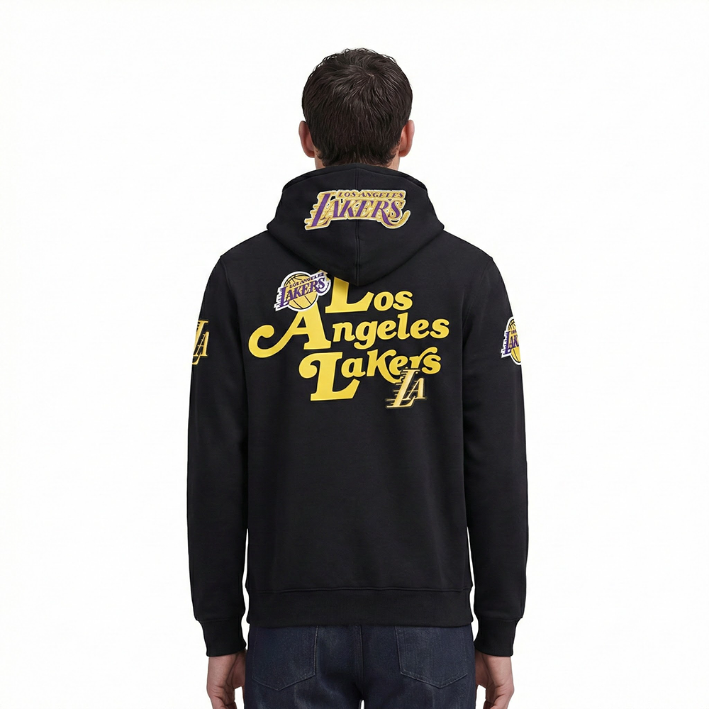 NBA LOS ANGELES LAKERS SOUVENIR MEN'S FLEECE PULLOVER HOODIE (BLACK)