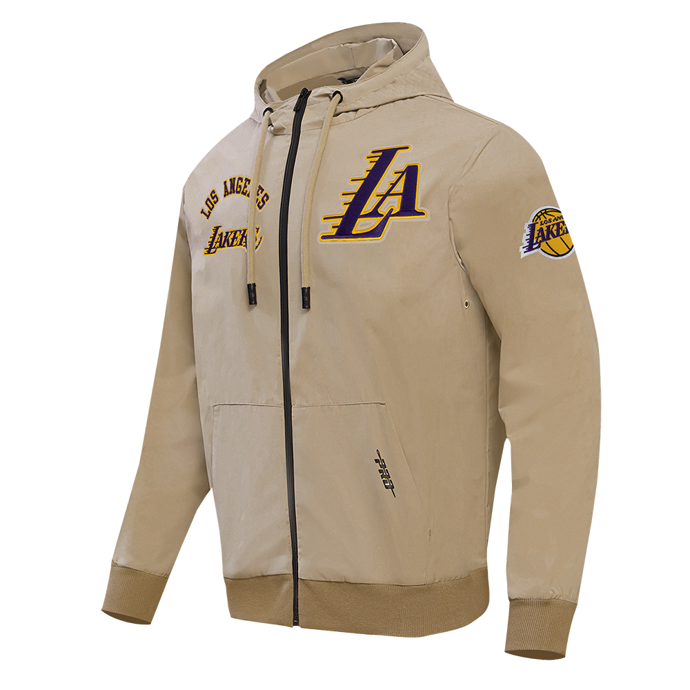 NBA LOS ANGELES LAKERS CLASSIC WIND SUIT MEN'S WOVEN FULL ZIP PULLOVER HOODIE (KHAKI)