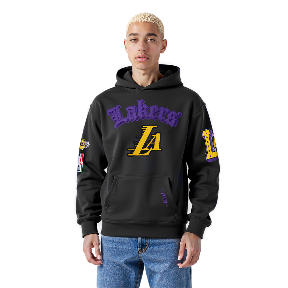 NBA LOS ANGELES LAKERS BEST OF MEN'S DROP SHOULDER FLC PO HOODIE (BLACK)