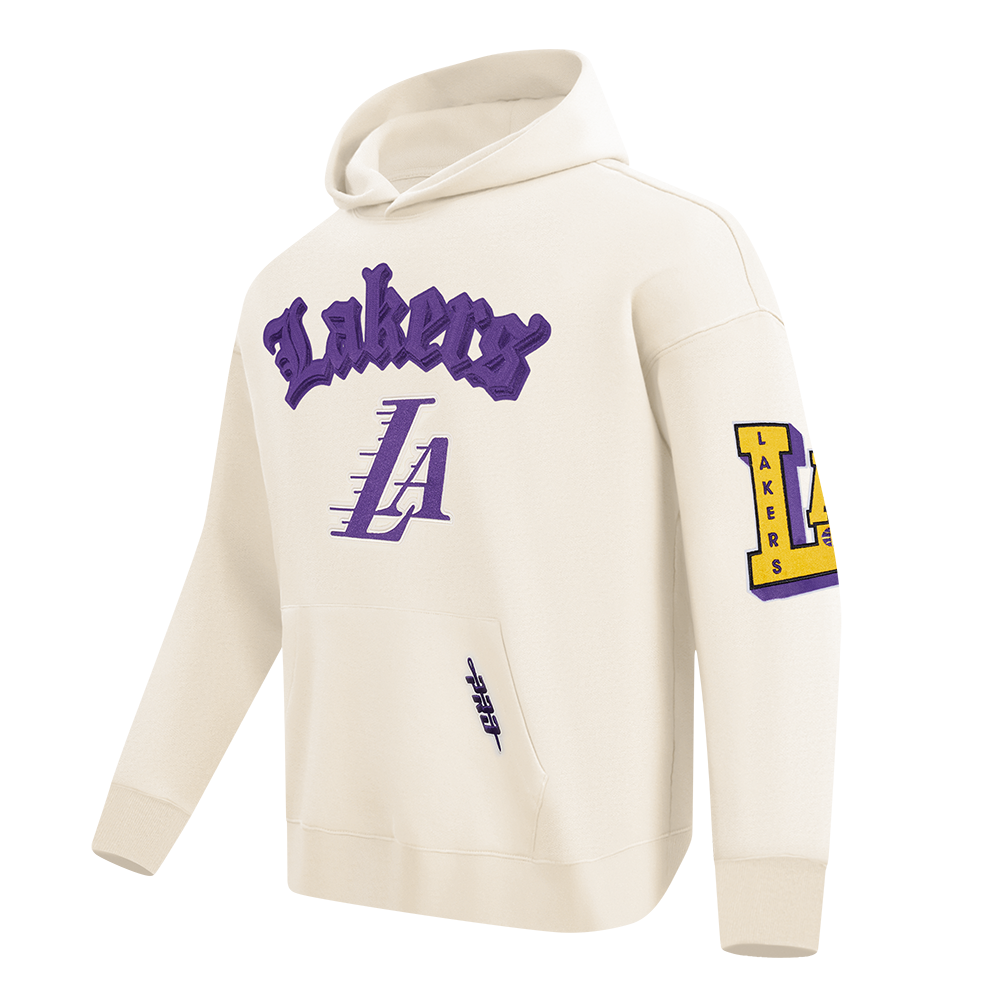 NBA LOS ANGELES LAKERS BEST OF MEN'S DROP SHOULDER FLC PO HOODIE (EGGSHELL)