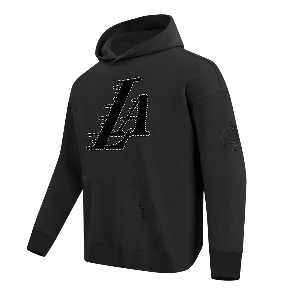 NBA LOS ANGELES LAKERS BLACKOUT MEN'S DROP SHOULDER FLC PO HOODIE (BLACK)