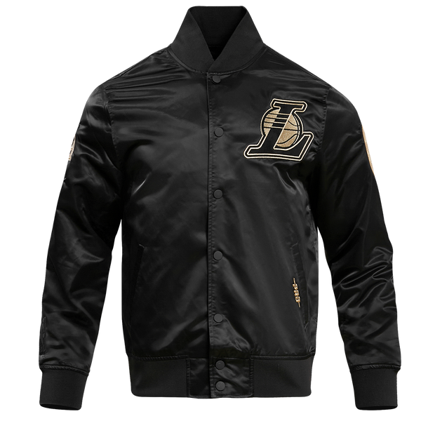 LOS ANGELES LAKERS GOLD LOGO SATIN JACKET (BLACK) – Pro Standard