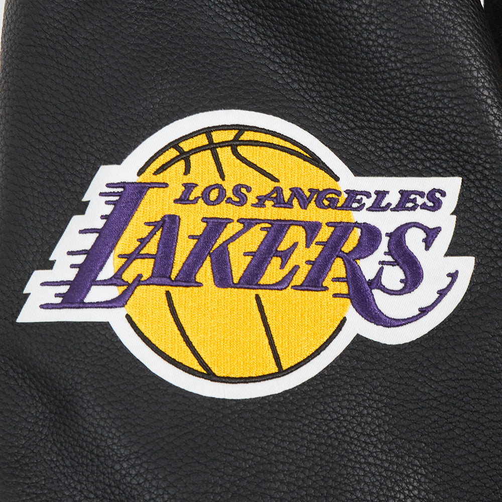 NBA LOS ANGELES LAKERS TURN IT UP MEN'S RIB WOOL VARSITY JACKET (BLACK/PURPLE)