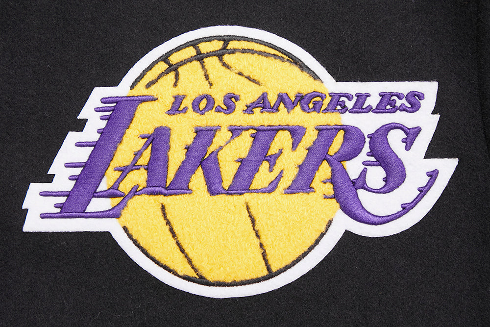 NBA LOS ANGELES LAKERS MASHUP MEN'S RIB WOOL VARSITY JACKET (BLACK/PUR ...