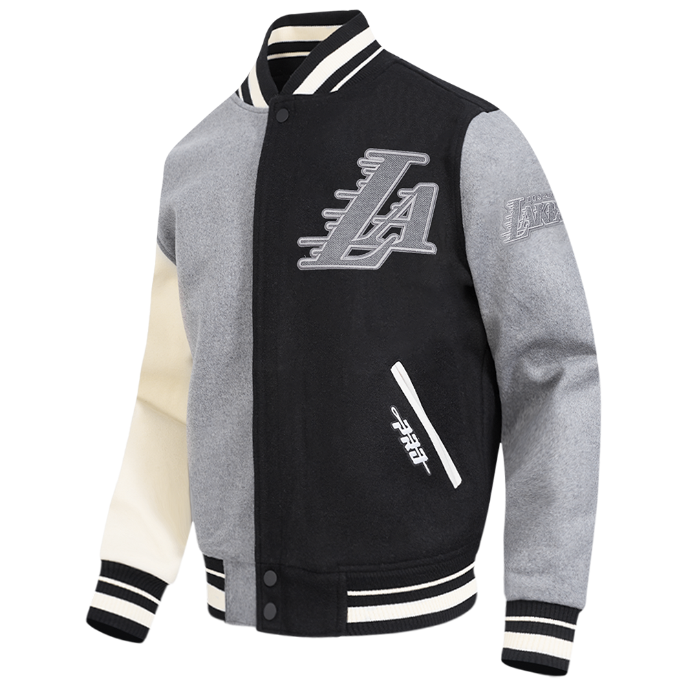 NBA LOS ANGELES LAKERS REVERSE FRENCH TERRY MEN'S CB WOOL VARSITY JA (BLACK/GRAY/EGGSHELL)
