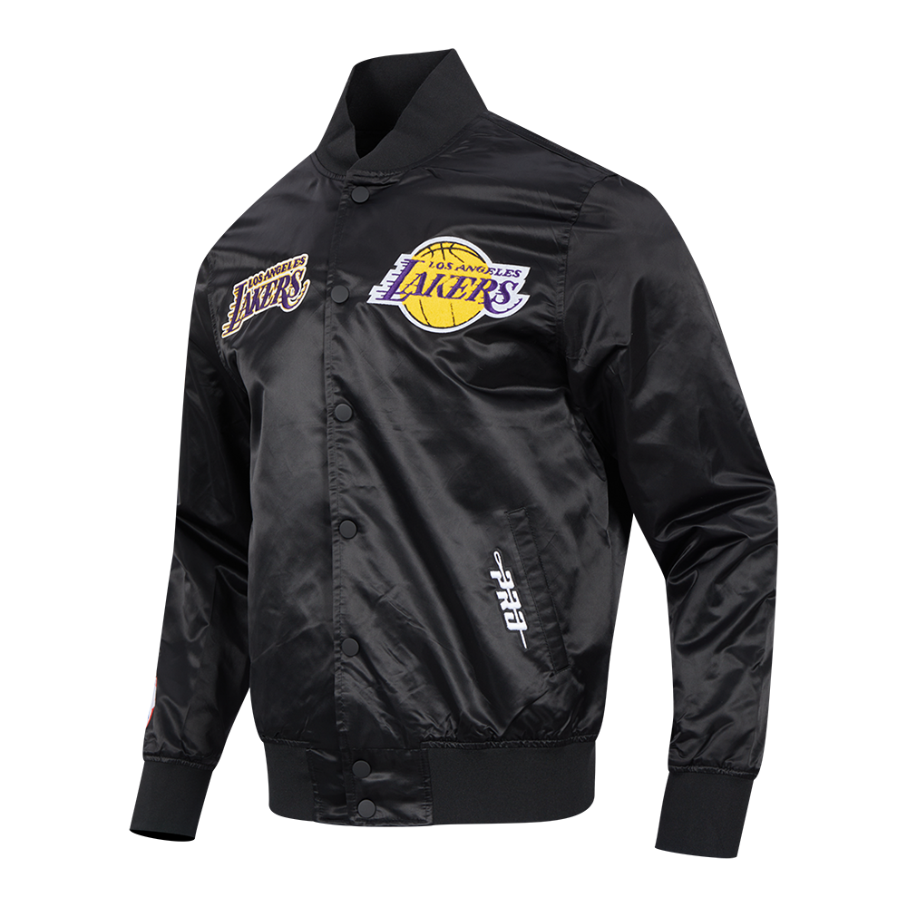 NBA LOS ANGELES LAKERS SOUVENIR MEN'S SATIN JACKET (BLACK)