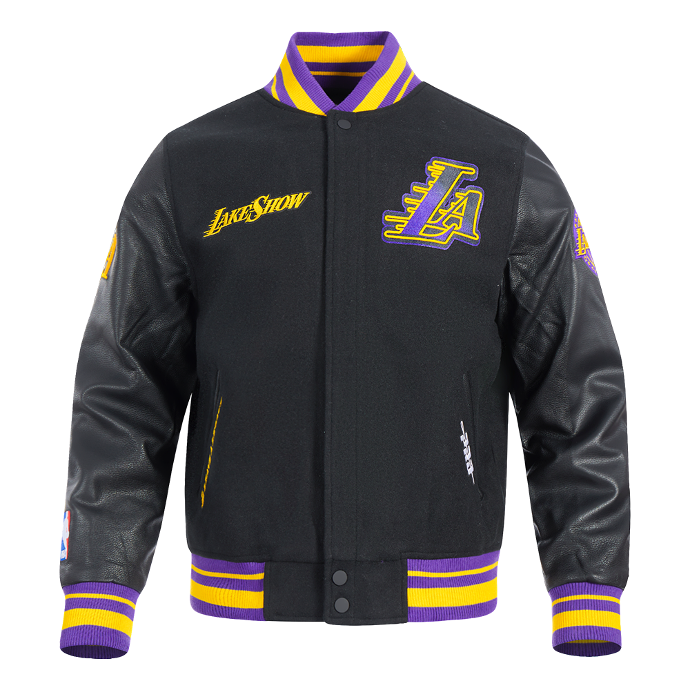 NBA LOS ANGELES LAKERS MEN'S CHEST DYNASTY TO DESTINY RIB WOOL VARSITY JA (BLACK/PURPLE)
