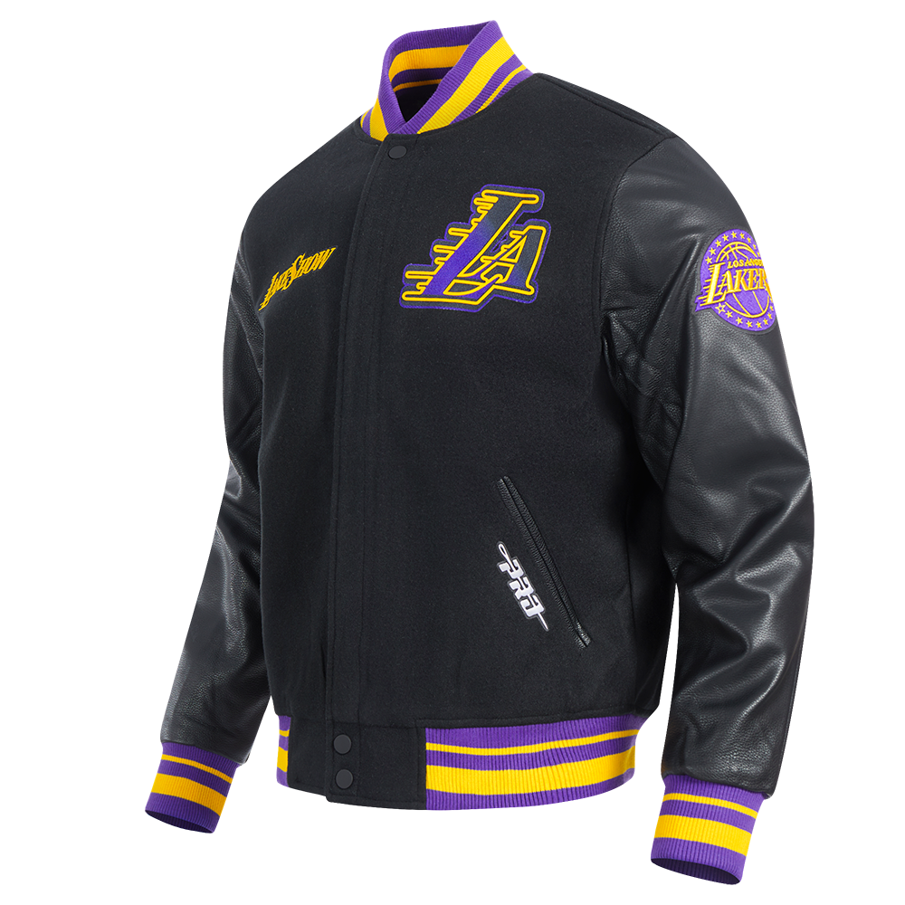 NBA LOS ANGELES LAKERS MEN'S CHEST DYNASTY TO DESTINY RIB WOOL VARSITY JA (BLACK/PURPLE)
