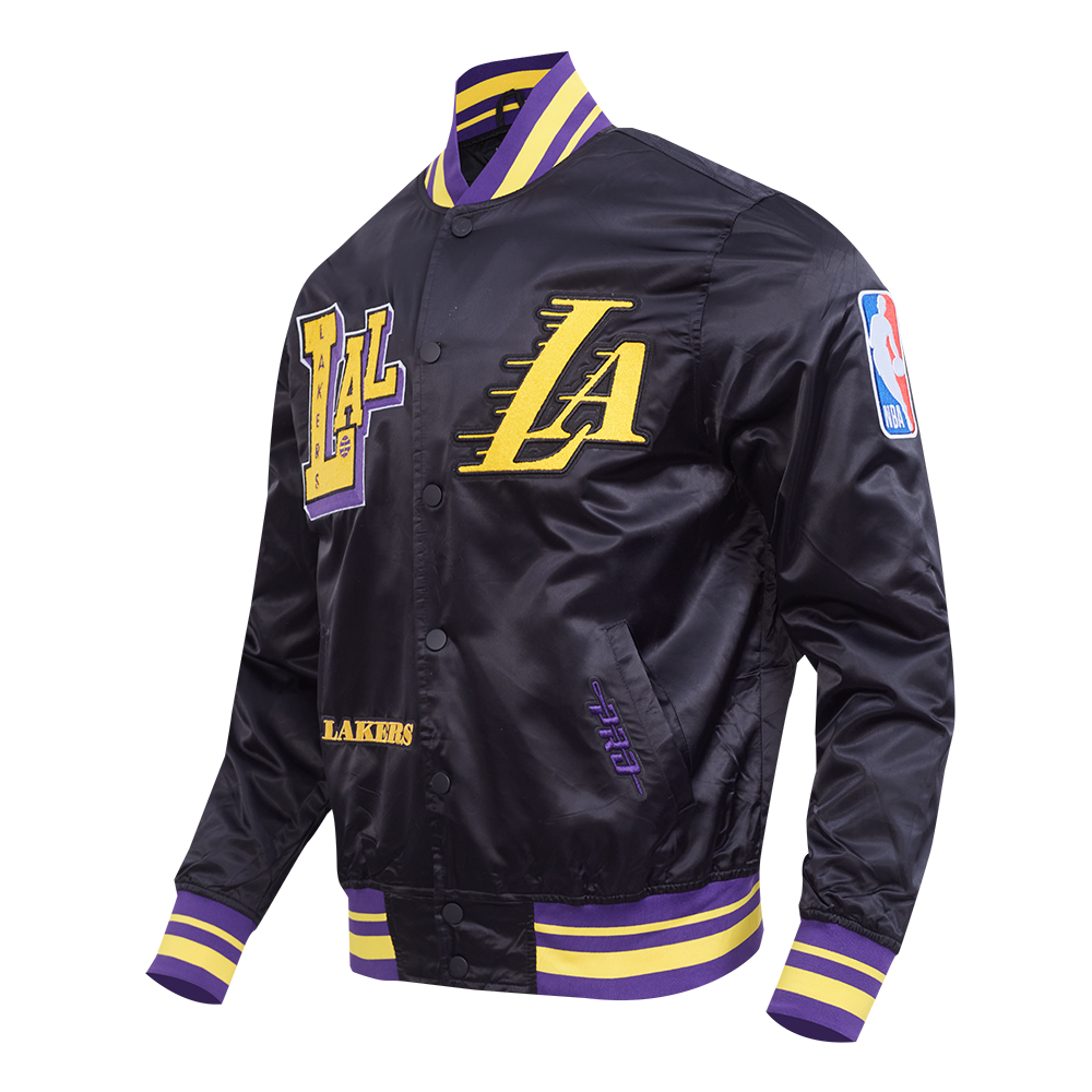 NBA LOS ANGELES LAKERS BEST OF MEN'S RIB SATIN JACKET (BLACK/PURPLE)