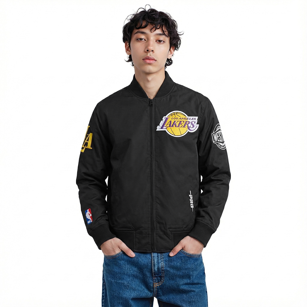 NBA LOS ANGELES LAKERS LIVING LARGE MEN'S TWILL JACKET (BLACK)