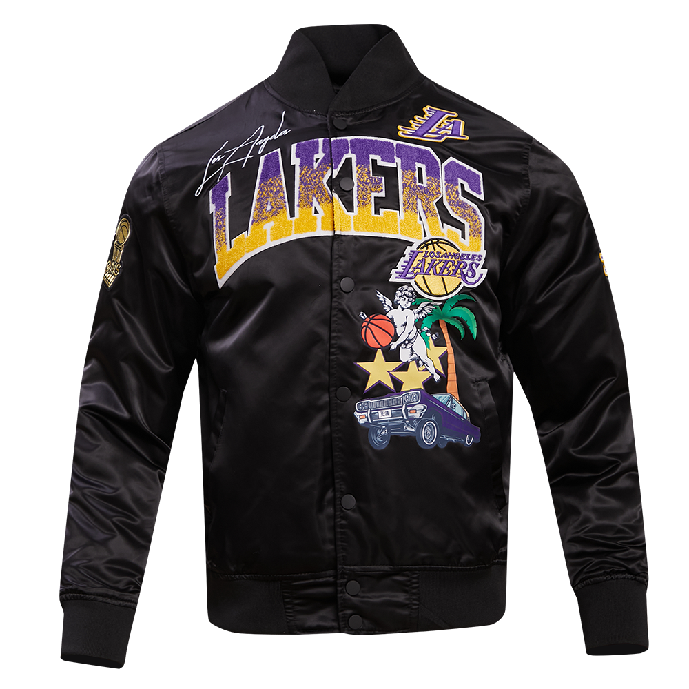 NBA LOS ANGELES LAKERS GRADIENT LOGO MEN S SATIN JACKET BLACK Pro Standard