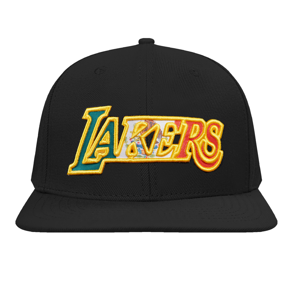 NBA LOS ANGELES LAKERS MEXICO WORDMARK WOOL UNISEX SNAPBACK HAT (BLACK)