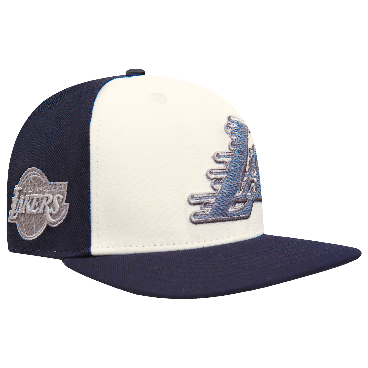 NBA LOS ANGELES LAKERS REVERSE FRENCH TERRY PINCH FRONT SNAPBACK HAT (EGGSHELL/ BLACK)