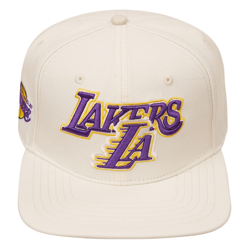 NBA LOS ANGELES LAKERS RETRO CLASSIC UNISEX LOGO WOOL SNAPBACK HAT (EGGSHELL)