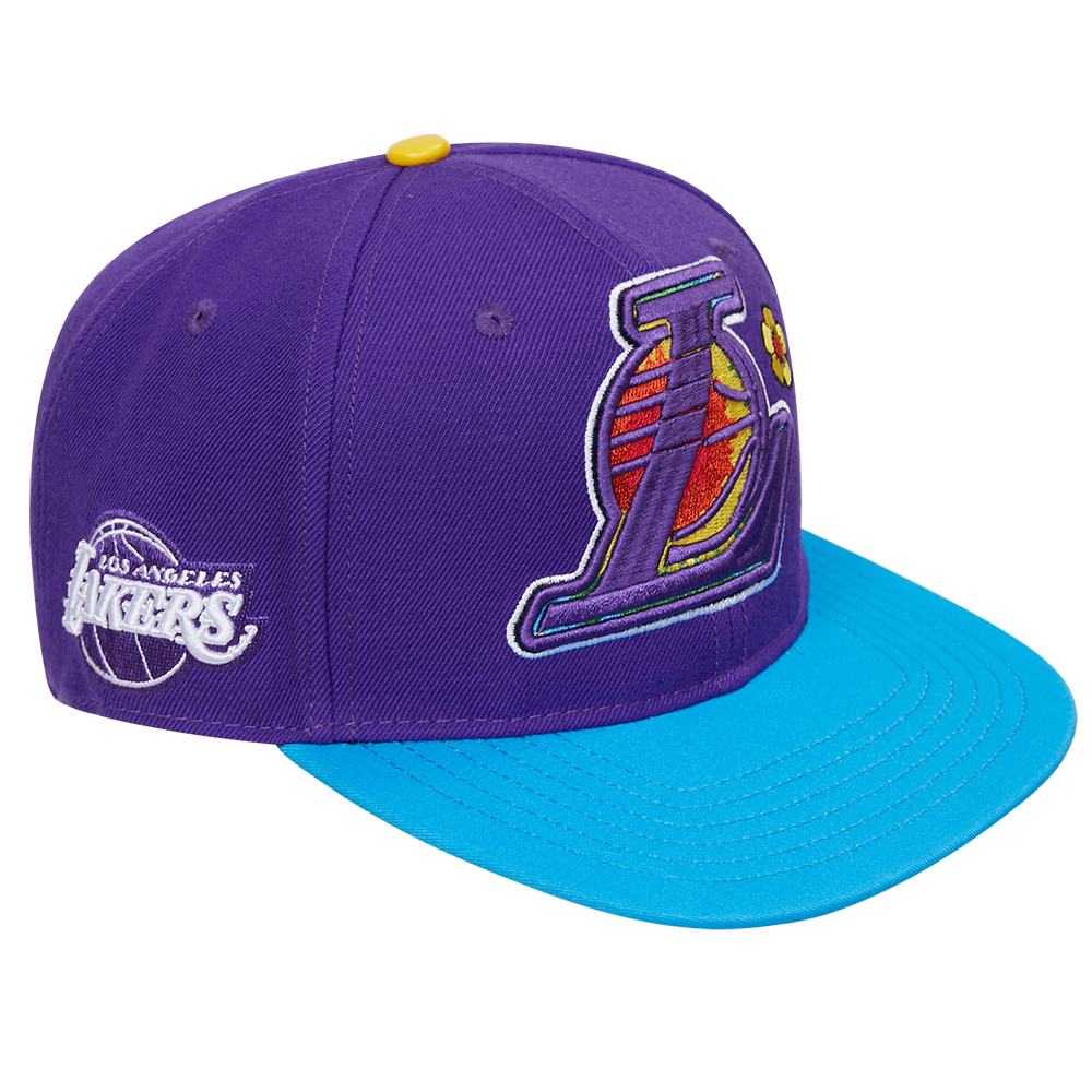 NBA LOS ANGELES LAKERS TRIPPY TD WOOL SNAPBACK HAT (PURPLE/MULTI)